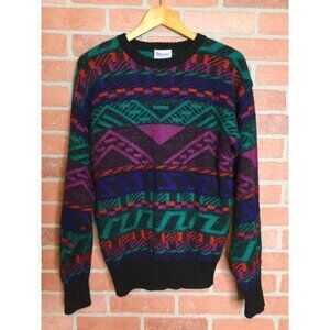 Vintage Meister Geometric Aztec Sweater Size M Wool Acrylic Colorful Multi